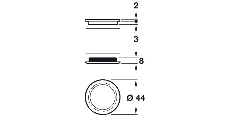 Inset Hdl Brass Pol Nkl Plt D43mm