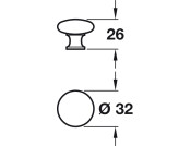 Oriel Knob ZA Matt Nickel D32x26mm