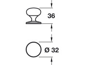 Mayberry Knob ZA Pol Blk Nkl D32x36mm