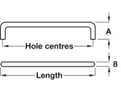 D Pull Hdl Steel Pol Chr D8mm 96mm cc
