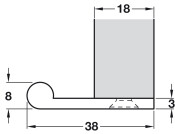 Edge Pull 50x38x3mm Brass Pol Chrome