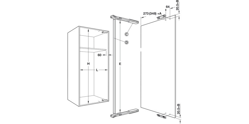 Door Opening Mechanism 600mm St Alu Col