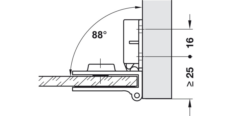 170D Glass Door Middle Hinge PCP