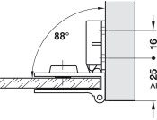 170D Glass Door Middle Hinge PCP
