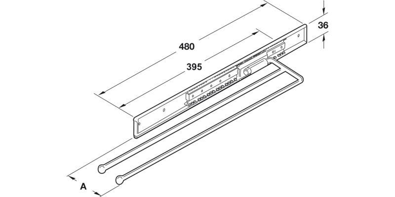 Towel Rail 3-Arm 480mm Steel Pol Chr