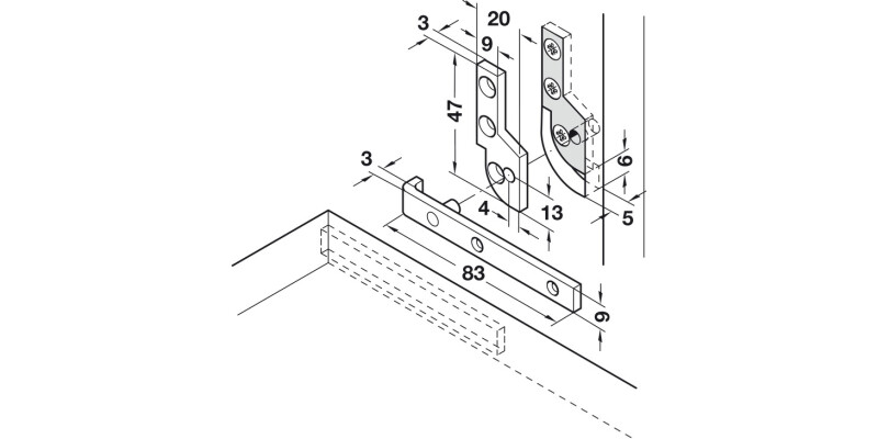 Pivot Hinge for Bureau 80mm Brass Pol