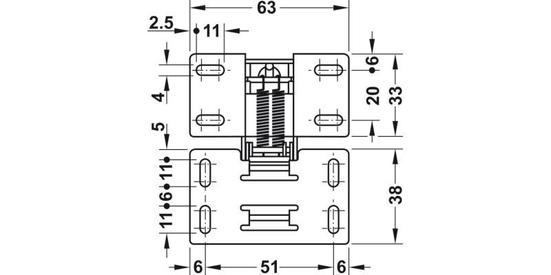 Flap hinge nickel plated 63x58x20 SC