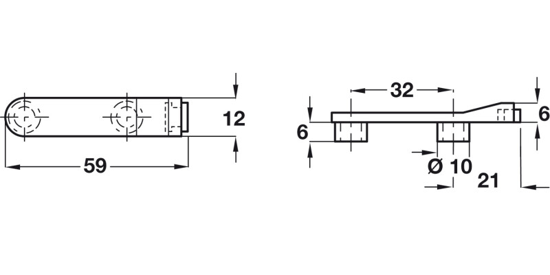 Door Stop w 2 Dowels Pl/PVC Trans