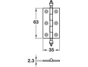 Polished & Lacquered Brass Butt Hinge with Urn-Finial 63x35mm image shown is Polished Brass