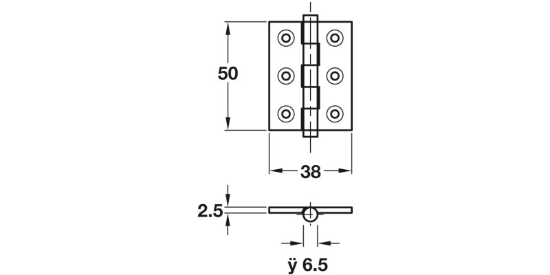 Unwashered  Brass Butt Hinge Button Finial D6.5x 50x38mm Satin Nickel finish, image shown Antique Bronze