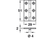 Broad Style Hinge D4x51x29mm Brass SC