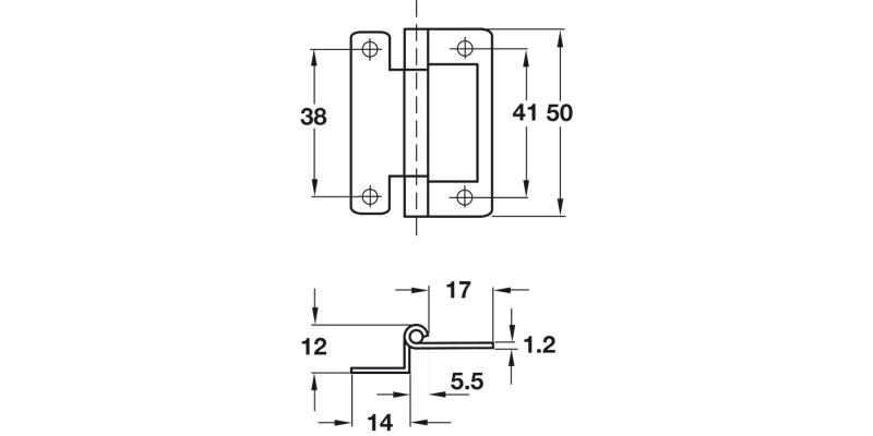 Cranked Flush Hinge 15-19mm 50mm St EB