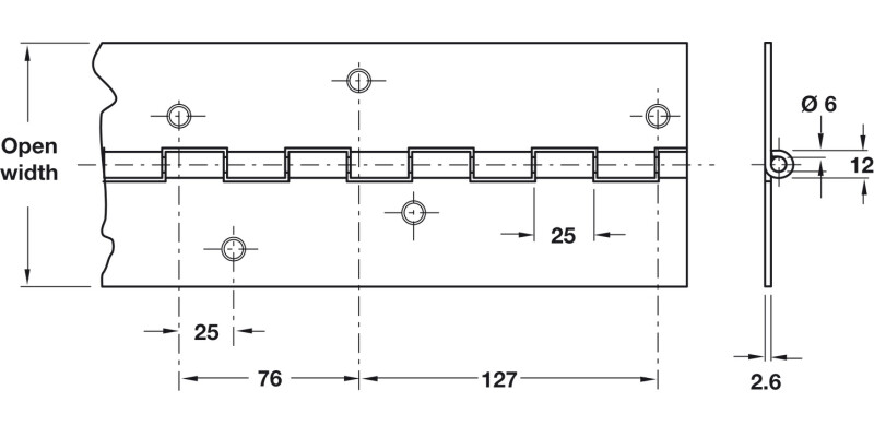 HD Continuous Hinge 2134x101.6mm CP4 SS