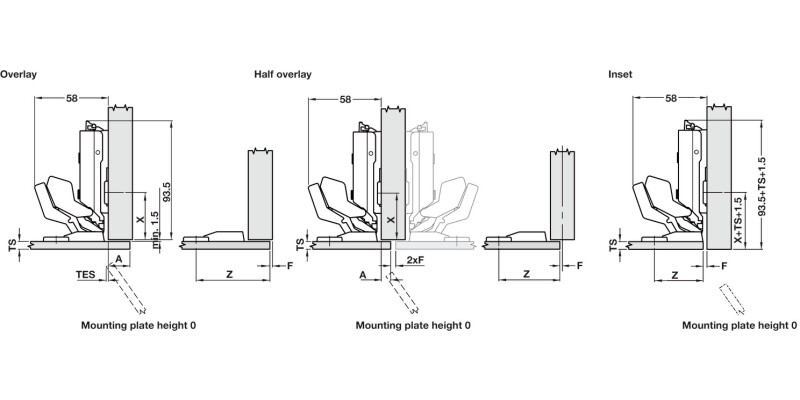 Tiomos M0 125D Hinge No Cup w Int Damp