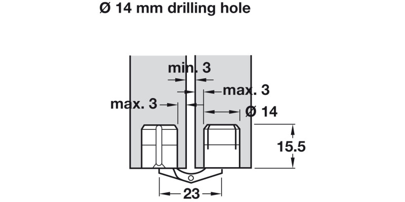 180D Zysa Hinge Drilling D14mm M.Brass