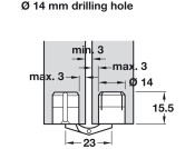 180D Zysa Hinge Drilling D14mm M.Brass