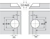 Mitred Flap Hinge 90D for 45D App