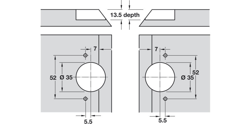 Mitred Flap Hinge 135D for 45D App