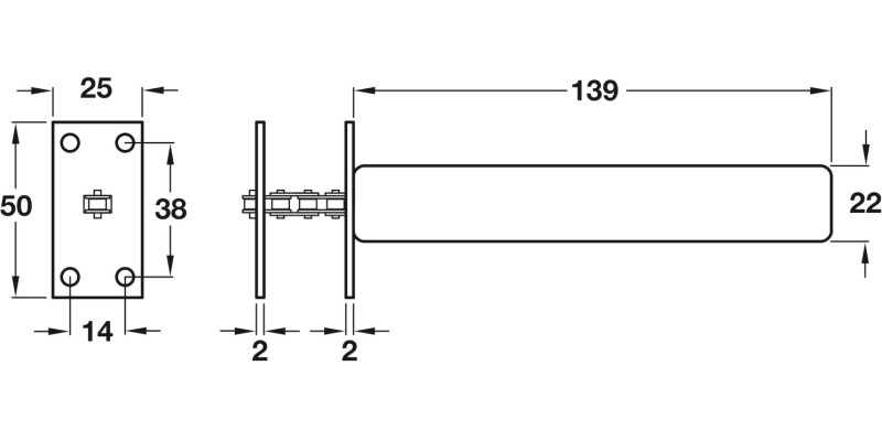 Concealed Jamb Closer Square Plts NP