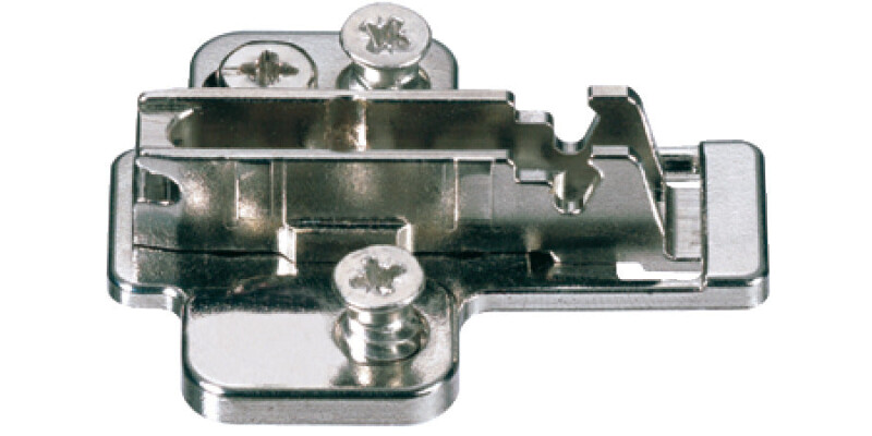Mounting Plate, Cruciform Cam Adjusting, Pre-Mounted Euro Screw Fixing, for Gras