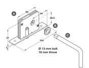 Hawa 20-A Endfold Deadbolt Lock St Galv