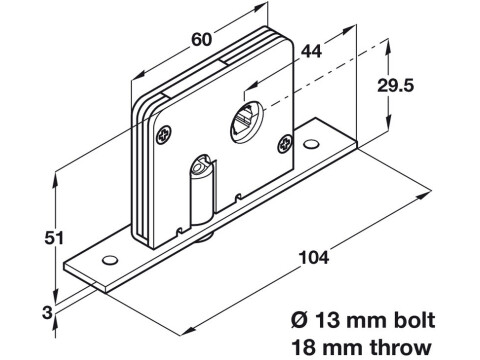 Deadbolt Locking System, for Sliding Interior Doors, Hawa 20-A Endfold