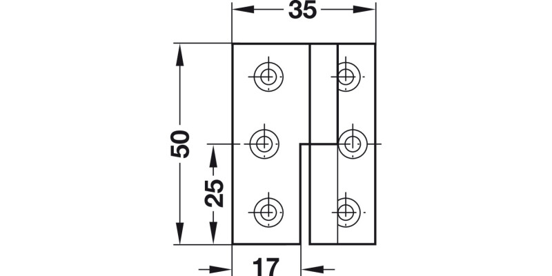 Cranked Hinge 50x35mm LH Brass MNP