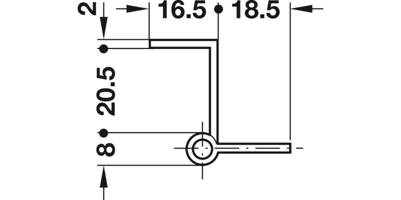 Cranked Hinge 50x35mm RH Brass MNP