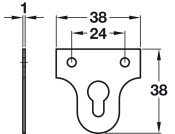 Mirror Plate 38x38mm Keyhole St Brass