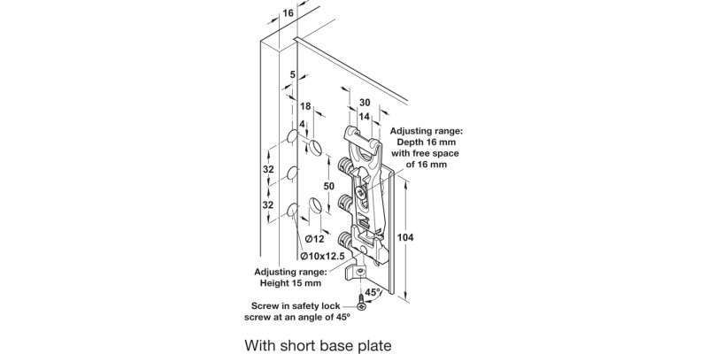 Concealed Cabinet Hanger Short Plate LH