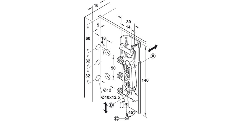 Concealed Cabinet Hanger Short Plate LH