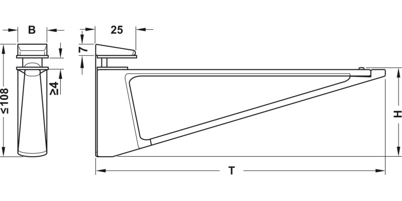 Shelf Clamp Support 4-45mm DieCast Alu