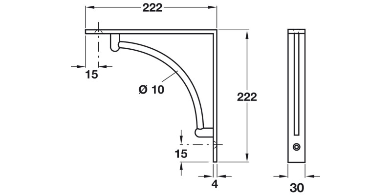 Fixed Bracket 222mm 40kg/Pr St PC