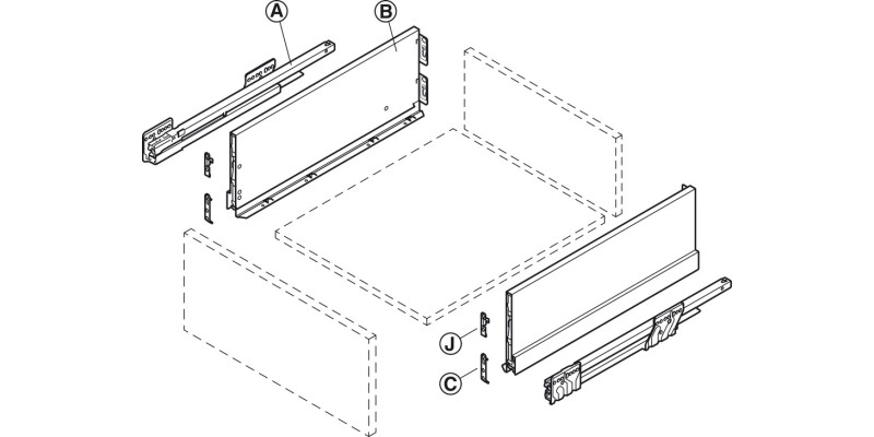 NovaPro Scala St Drawer Back 186/600mm Stn