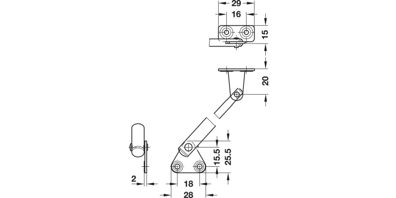 Lid Stay Firmatop 250mm Sprung Brass CP