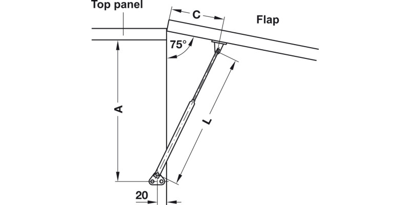 Lid Stay Firmatop 250mm Sprung Brass CP