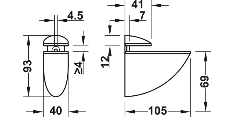 Shelf Clamp Support 4-23mm Screw ZA Slv