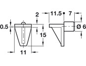 Shelf Support D6mm w Groove Plug Pl Brw