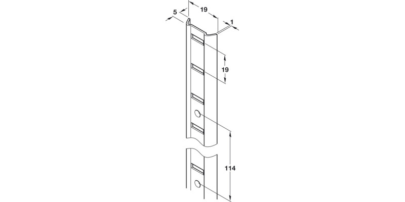 Universal M Bookcase Strip 1829mm St BZP