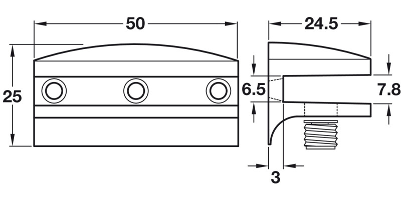 Gls Shelf Support 6mm Screw ZA PC