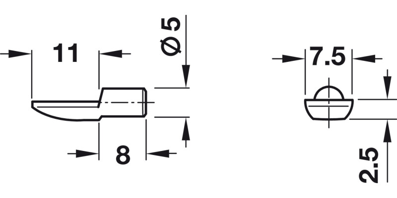 Shelf Support D5mm Spoon Plug St NP 2