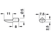 Shelf Support D5mm Spoon Plug St NP 2