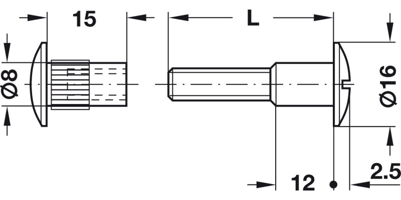 Connecting Screw M6x37-44mm St Glv