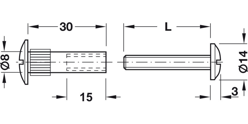 Connecting Screw M6x46-56mm St NP