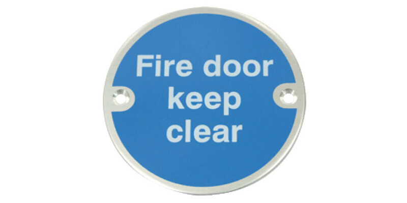Fire Door Mandatory Sign, &Oslash; 76 x 1.5 mm Thick