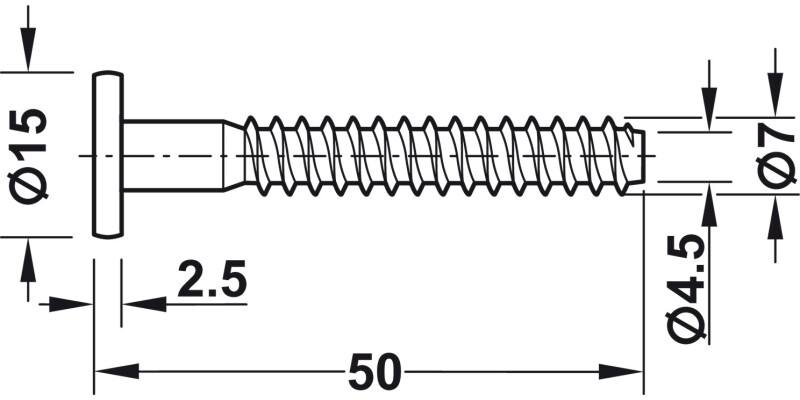 Confirmat Scr D15x50mm D5.0mm SW4 St Blk