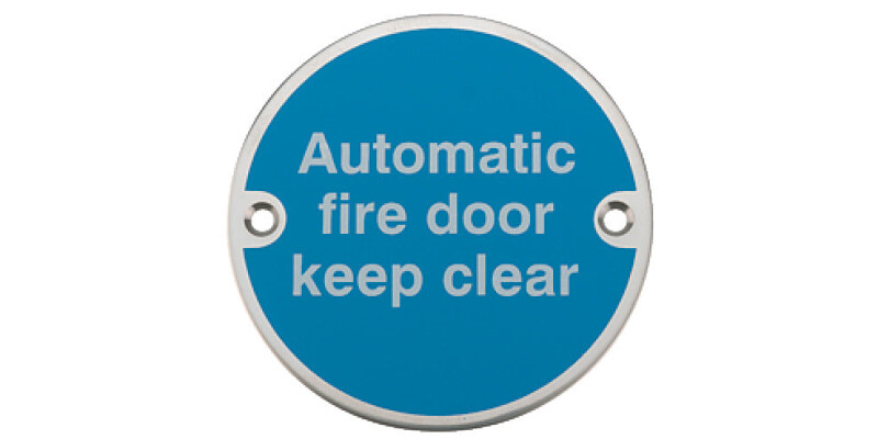 Fire Door Mandatory Sign, &Oslash; 76 x 1.5 mm Thick