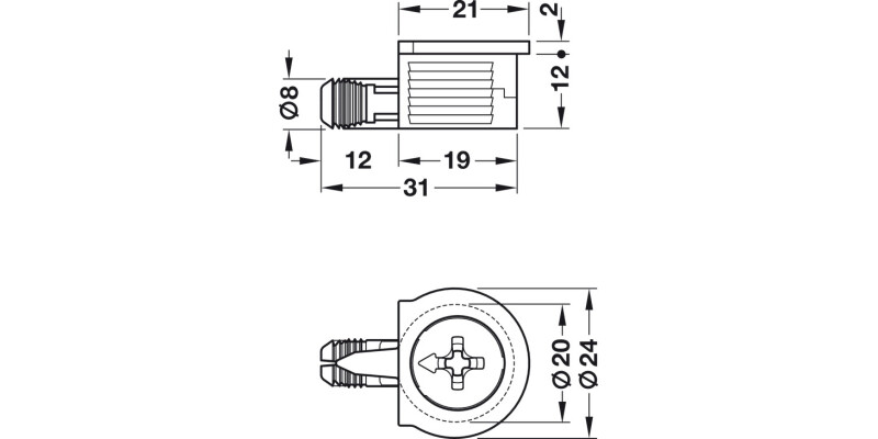 OneFix 1prt Connector D8/15mm Pl White