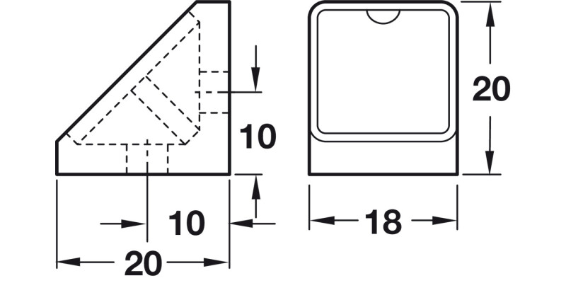 Mini Corner Connector 21x18mm White