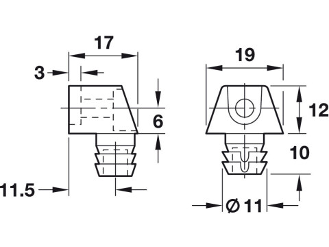 Cabinet Connector, with Dowel Plug for &Oslash; 10 mm Hole, Arret